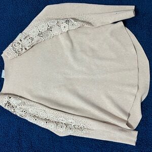 Beige Sweater with Lace Detail